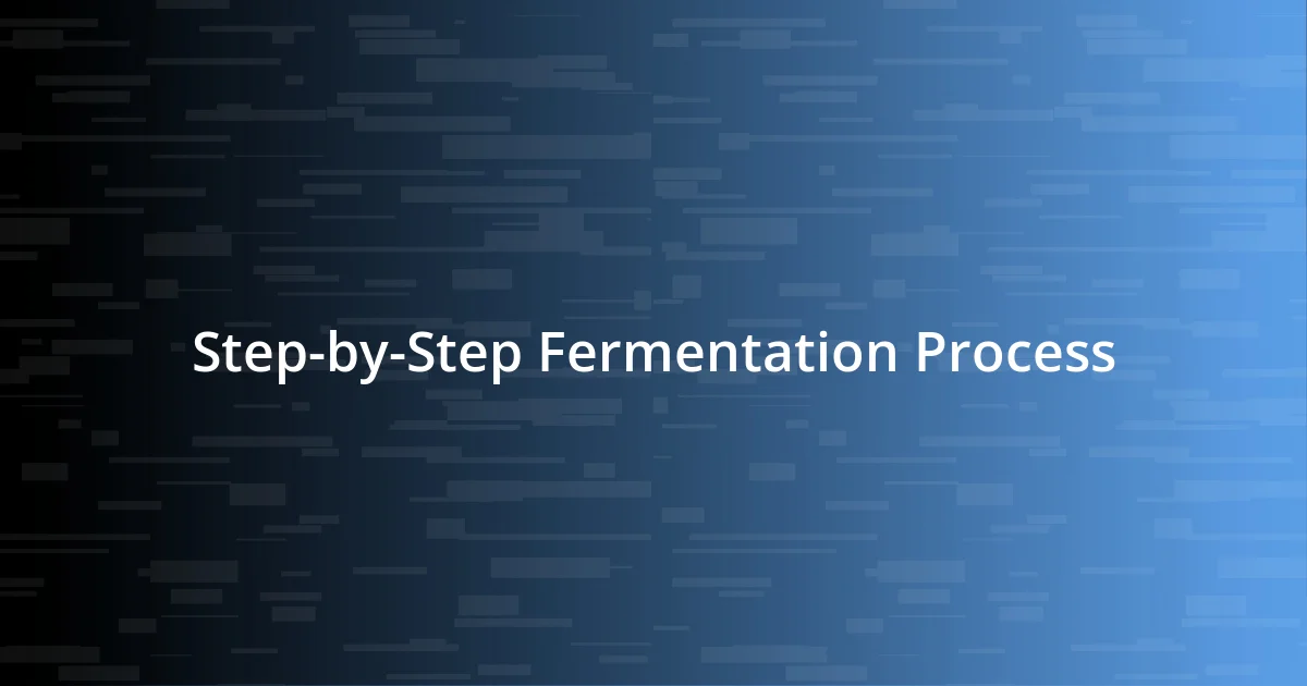 Step-by-Step Fermentation Process